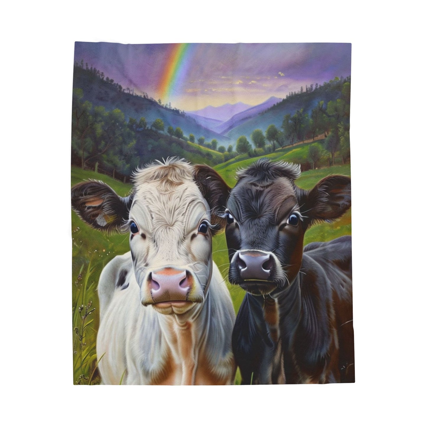 Rainbow Cows Velveteen Plush Blanket