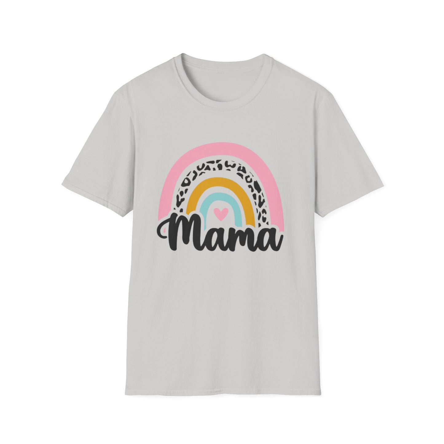 Mama Rainbow Tee – Cute Pastel Leopard Print Mother's Day Shirt
