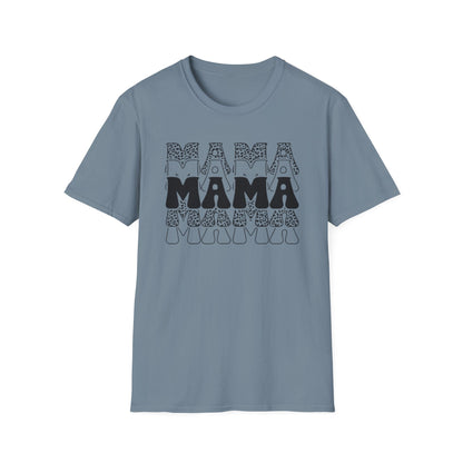 Mama Retro Stack T-Shirt — Bold Black & White Mom Graphic