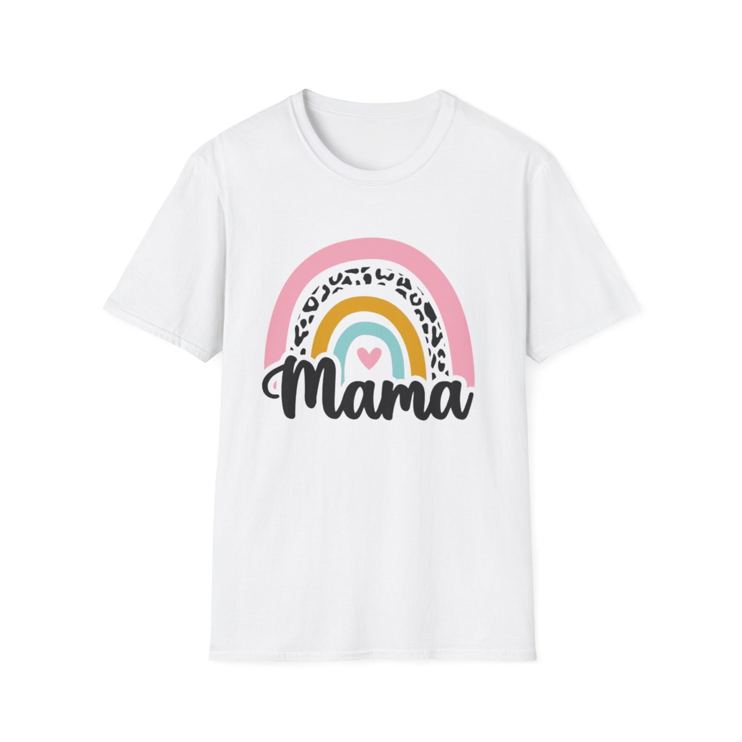 Mama Rainbow Tee – Cute Pastel Leopard Print Mother's Day Shirt
