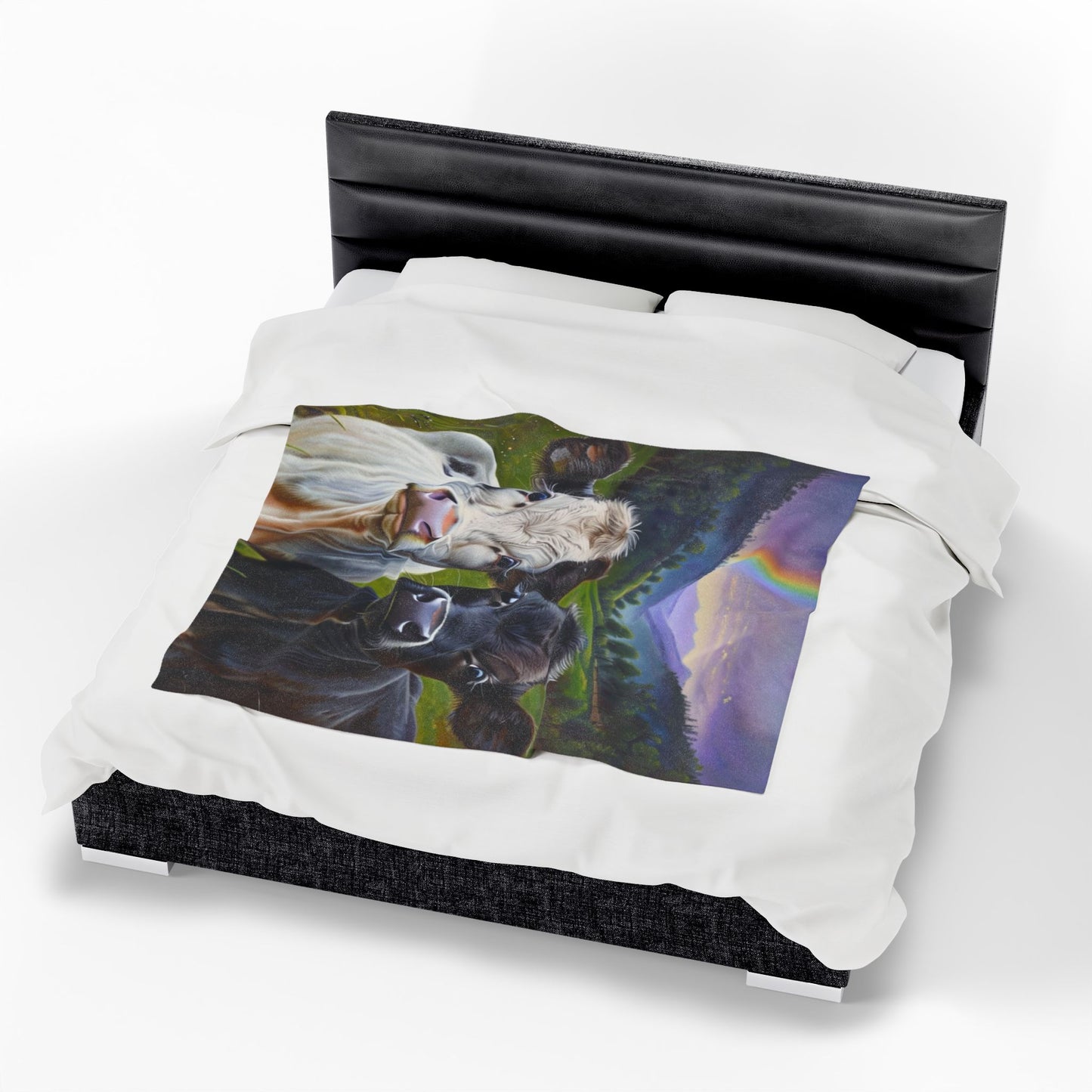 Rainbow Cows Velveteen Plush Blanket