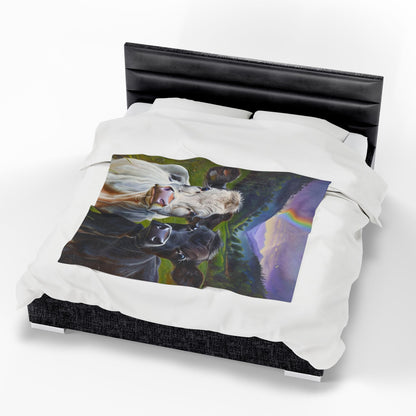 Rainbow Cows Velveteen Plush Blanket