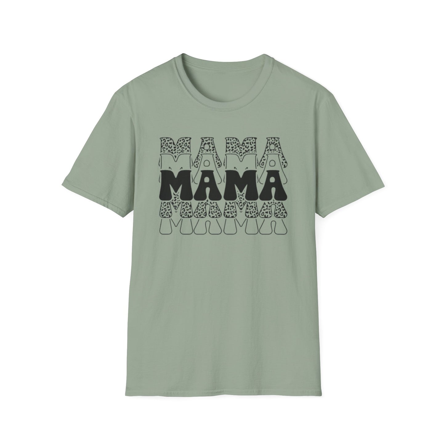 Mama Retro Stack T-Shirt — Bold Black & White Mom Graphic