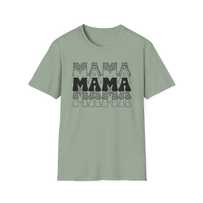 Mama Retro Stack T-Shirt — Bold Black & White Mom Graphic