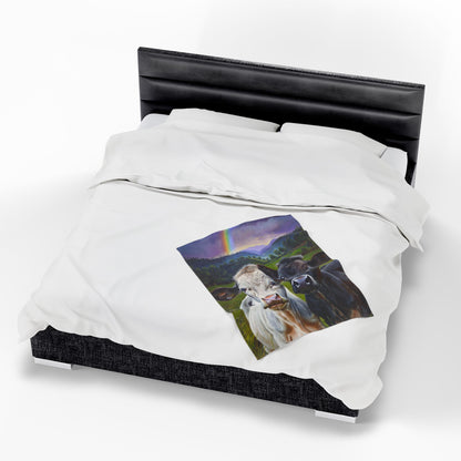 Rainbow Cows Velveteen Plush Blanket