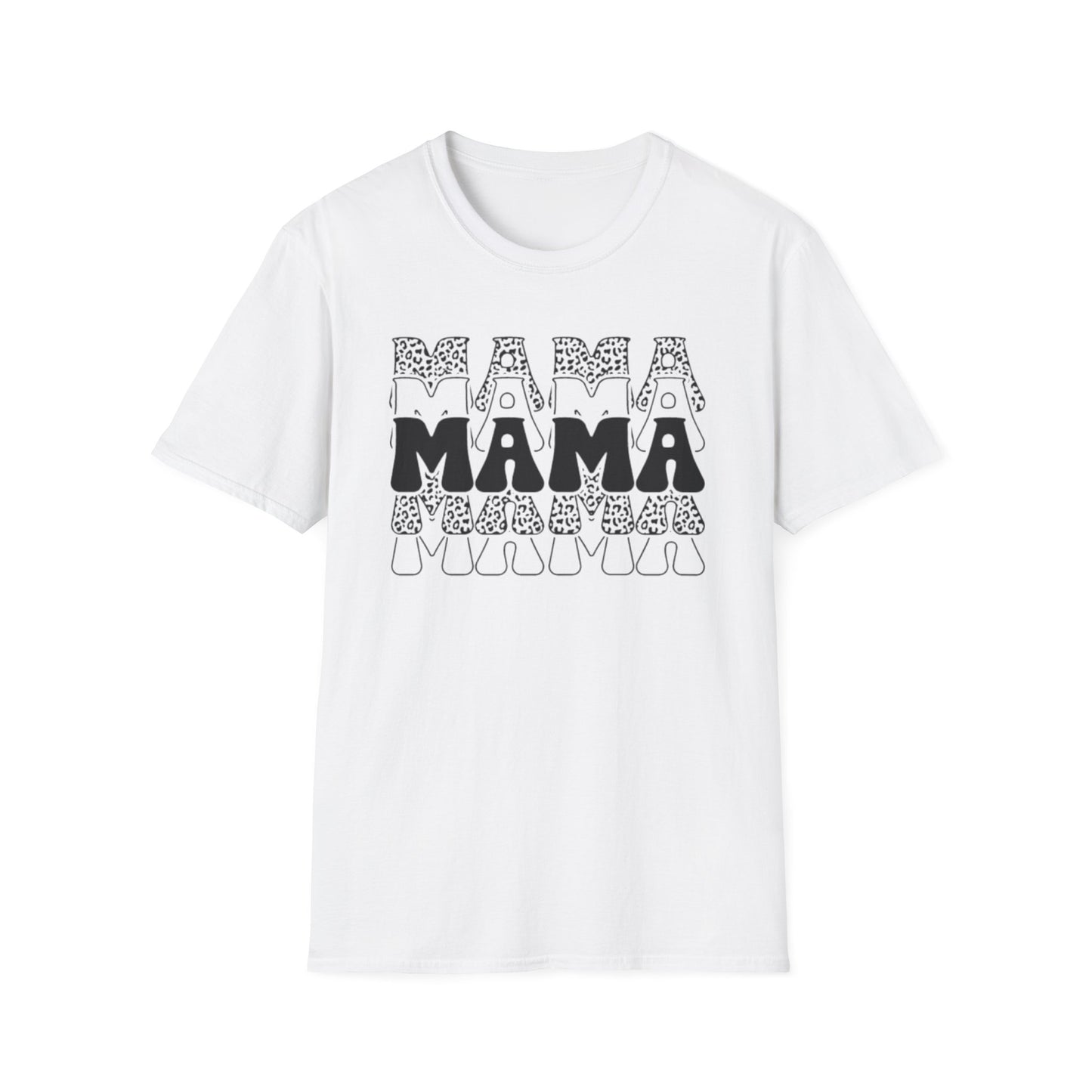 Mama Retro Stack T-Shirt — Bold Black & White Mom Graphic