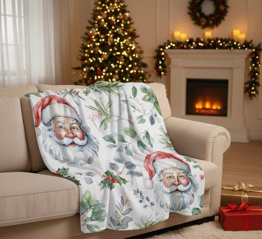 Santa Face Velveteen Plush Blanket