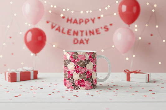 Conversation Heart Candy Pattern Mug