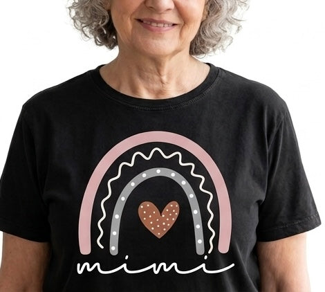 Mimi Heart Rainbow T-Shirt — Cute Pastel Mama Tee