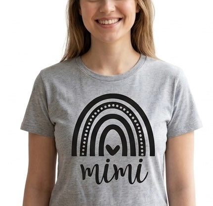 Mimi Rainbow T-Shirt — Cute Handwritten "mimi" Graphic Tee for Grandma Gifts