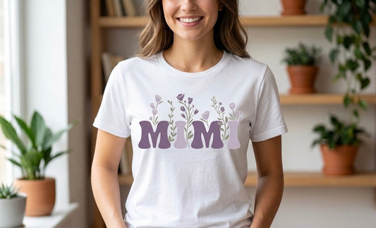Mimi Floral T-Shirt — Purple Botanical 'MIMI' Mother's Day Tee