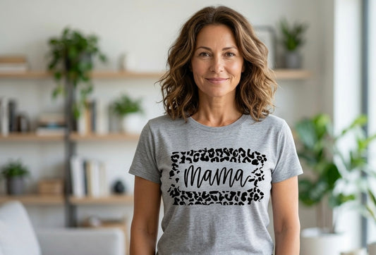 Mama Leopard Print T-Shirt — Mother’s Day Casual Graphic Tee