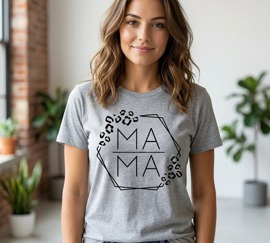 Mama Leopard Hexagon T-Shirt — Modern Mom Graphic Tee