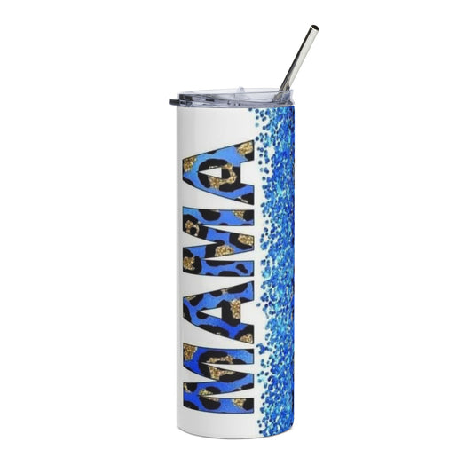 20oz Blue Leopard Glitter Tumbler — Custom Name Option