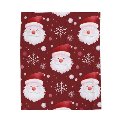 Santa Faces Velveteen Plush Blanket