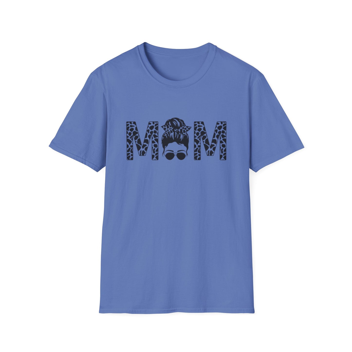 Mom Leopard Print Graphic Tee — Messy Bun & Sunglasses Mother's Day Shirt