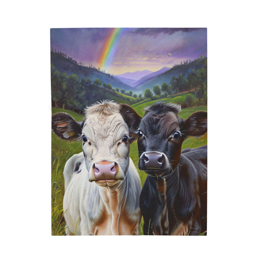 Rainbow Cows Velveteen Plush Blanket