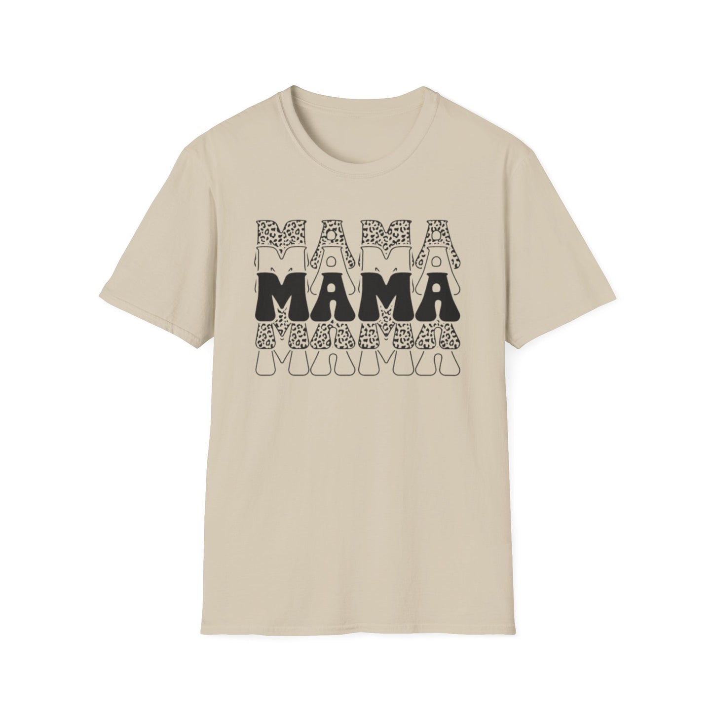 Mama Retro Stack T-Shirt — Bold Black & White Mom Graphic