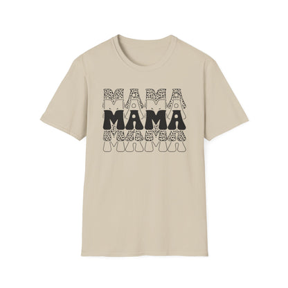 Mama Retro Stack T-Shirt — Bold Black & White Mom Graphic