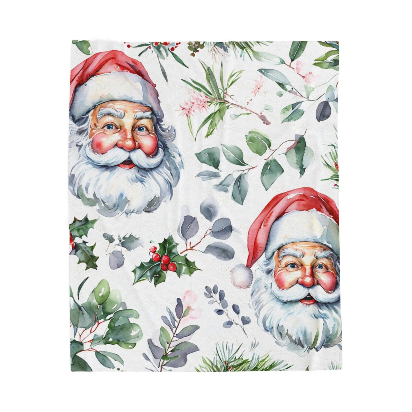 Santa Face Velveteen Plush Blanket