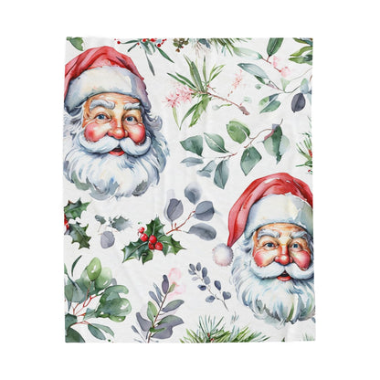 Santa Face Velveteen Plush Blanket